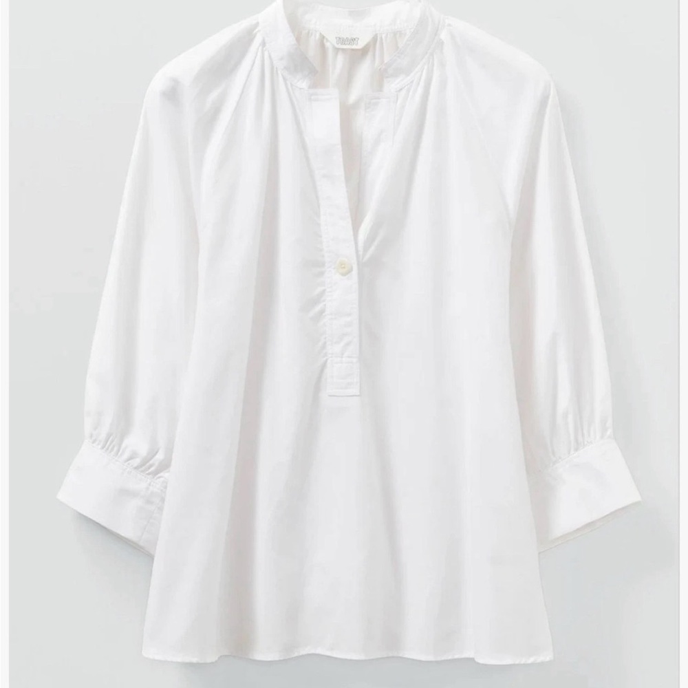 TOAST White Cotton Catrin Oxford Easy 3/4 Sleeve Shirt White Size 16 Minimalism